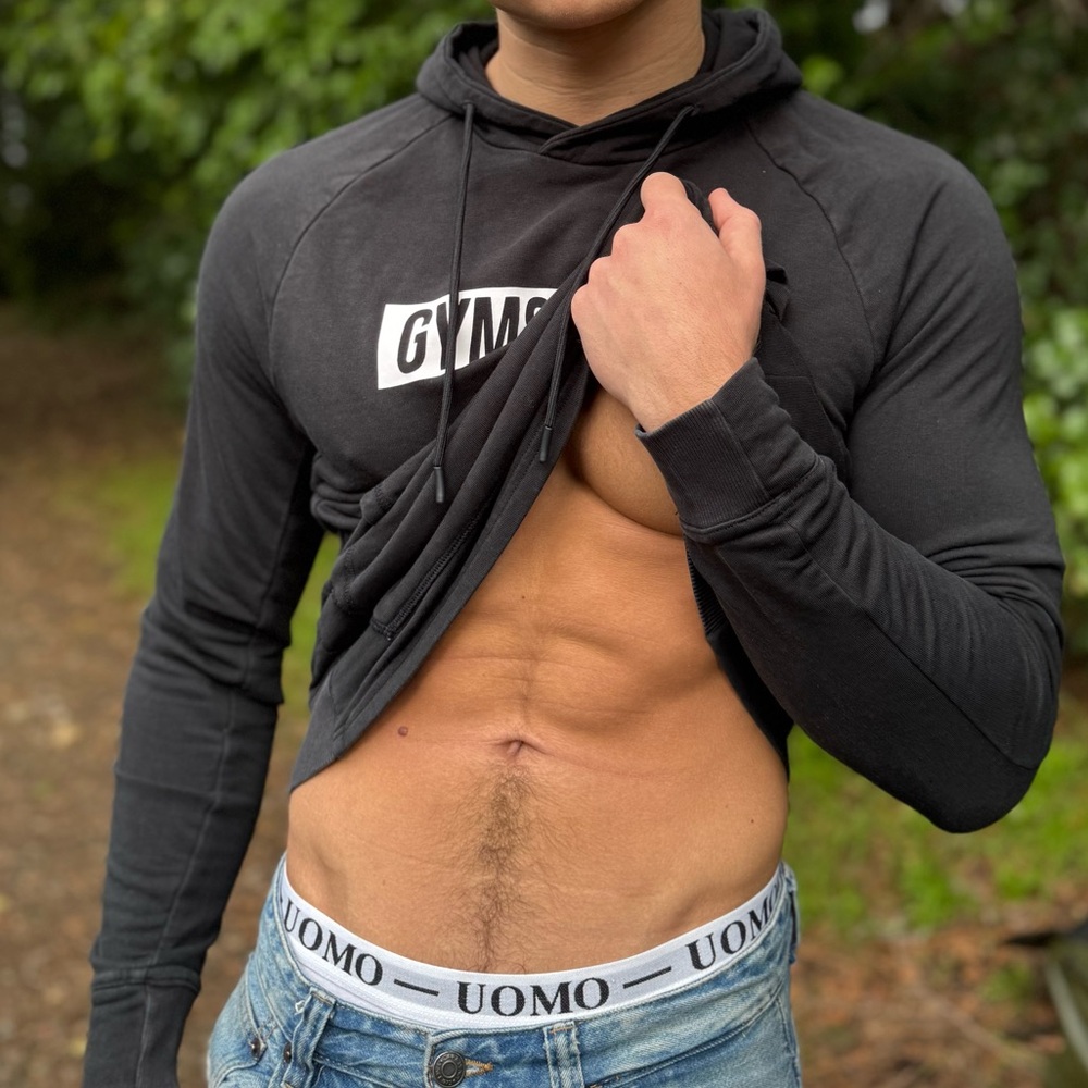 GYMSHARK MEN HOODIE SWEATSHIRT HOODED LONG SLEEVE SHIRT WEIGHT LIFTING ATHLETIC
